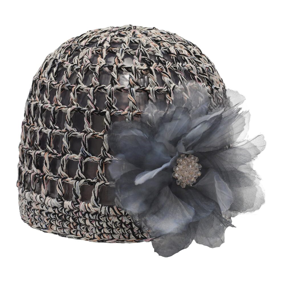 6980 Crochet Beanie Hat Summer Handmade Knit Decorated Lightweight Skull